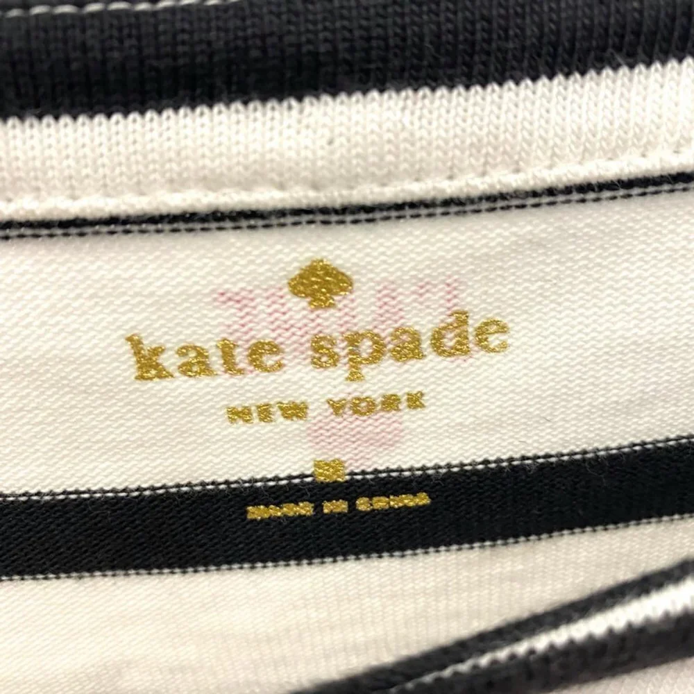 Kate Spade White & Black Striped Long Sleeve Shirt